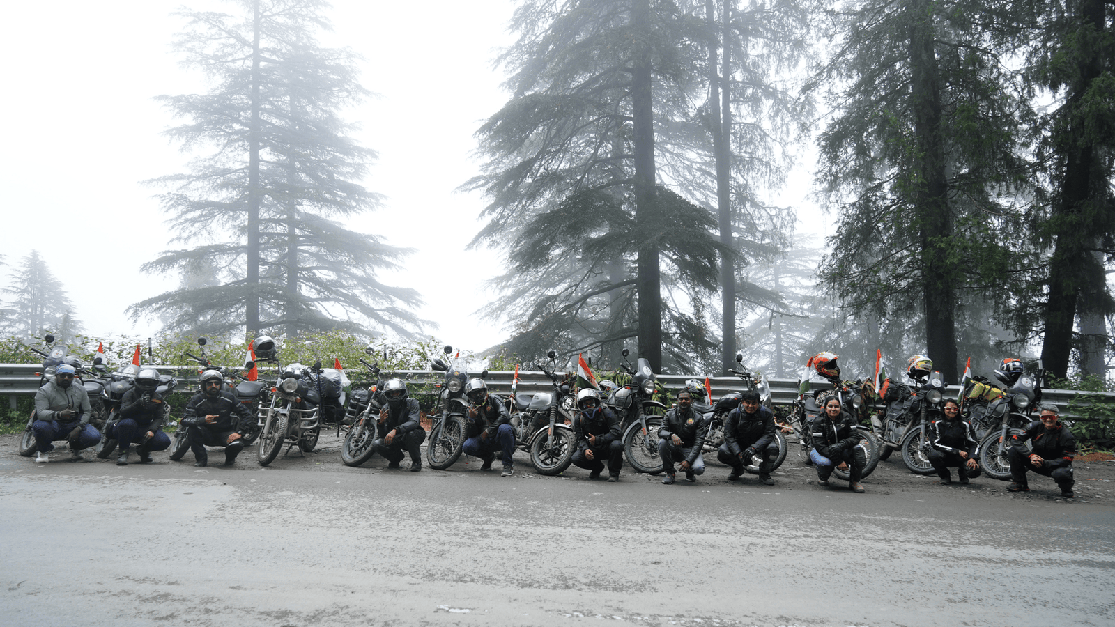 Riders travelling through the Himalayan mountains