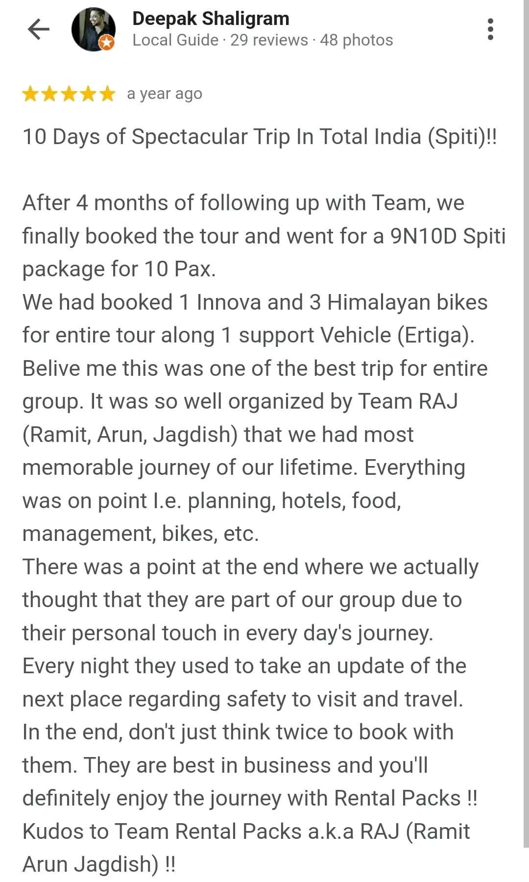 Spiti Riders customer review 3
