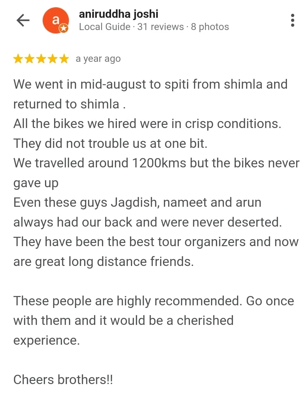 Spiti Riders customer review 9